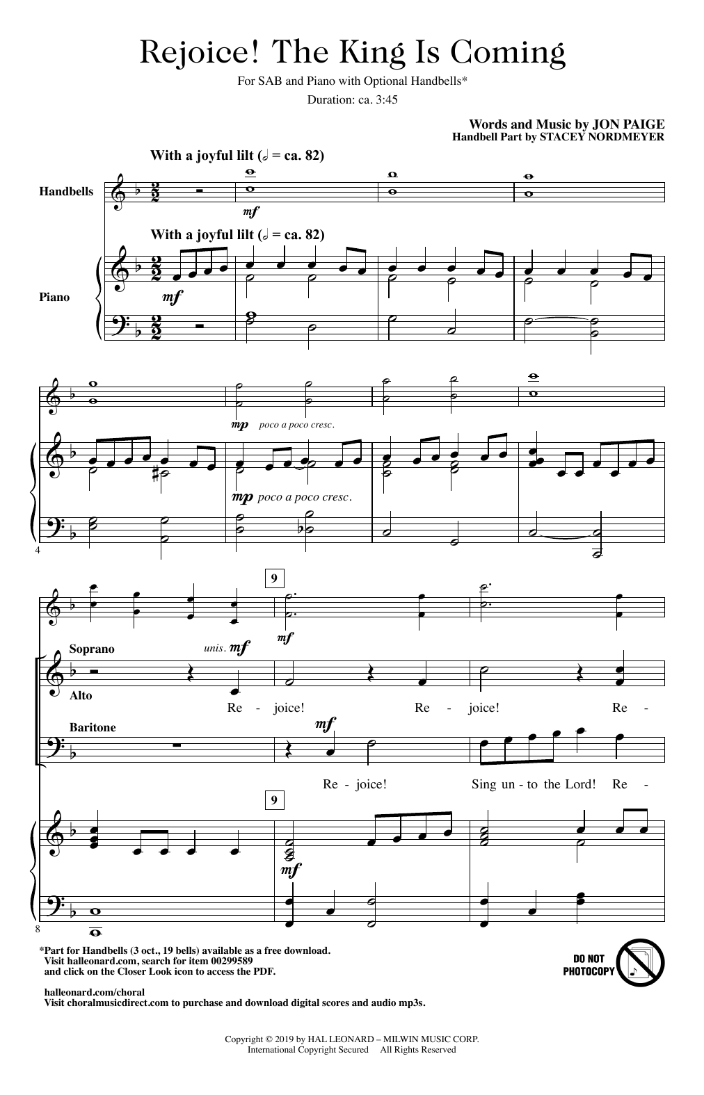 Jon Paige Rejoice! The King Is Coming Sheet Music Notes & Chords for SAB Choir - Download or Print PDF