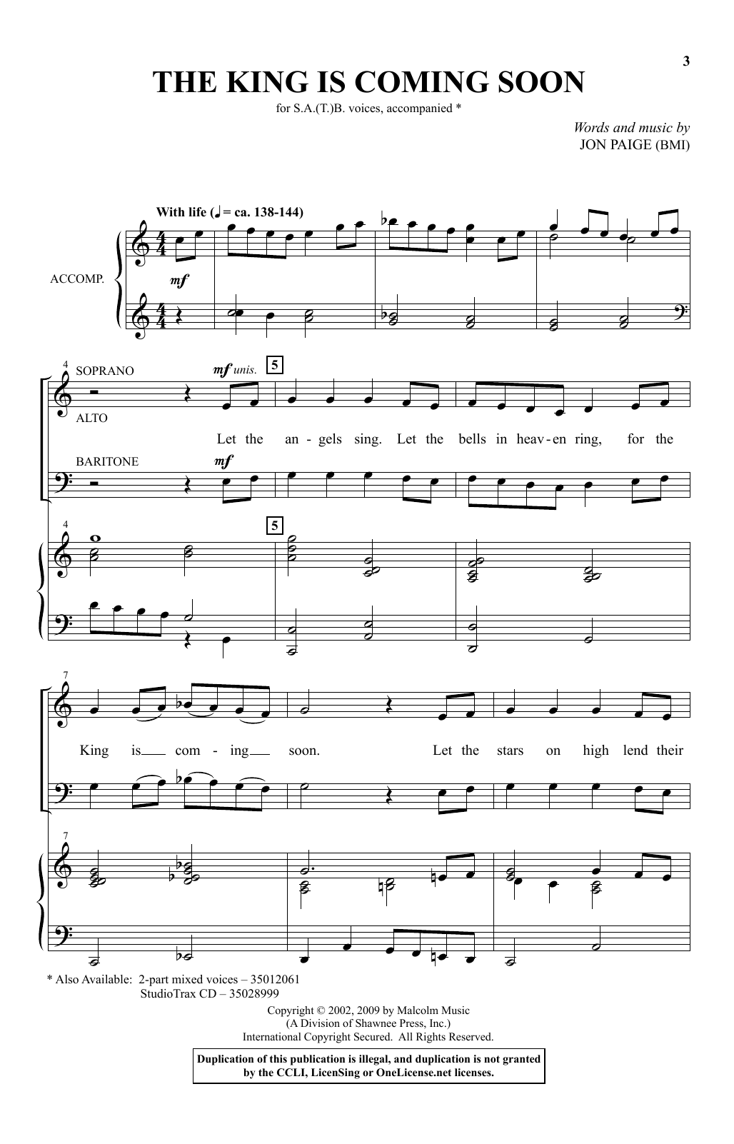 Jon Paige The King Is Coming Soon Sheet Music Notes & Chords for SATB - Download or Print PDF