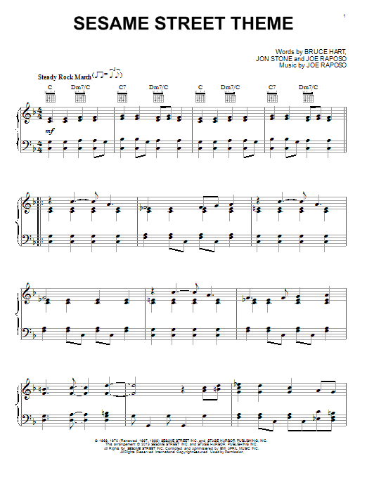 Jon Stone Sesame Street Theme Sheet Music Notes & Chords for Melody Line, Lyrics & Chords - Download or Print PDF