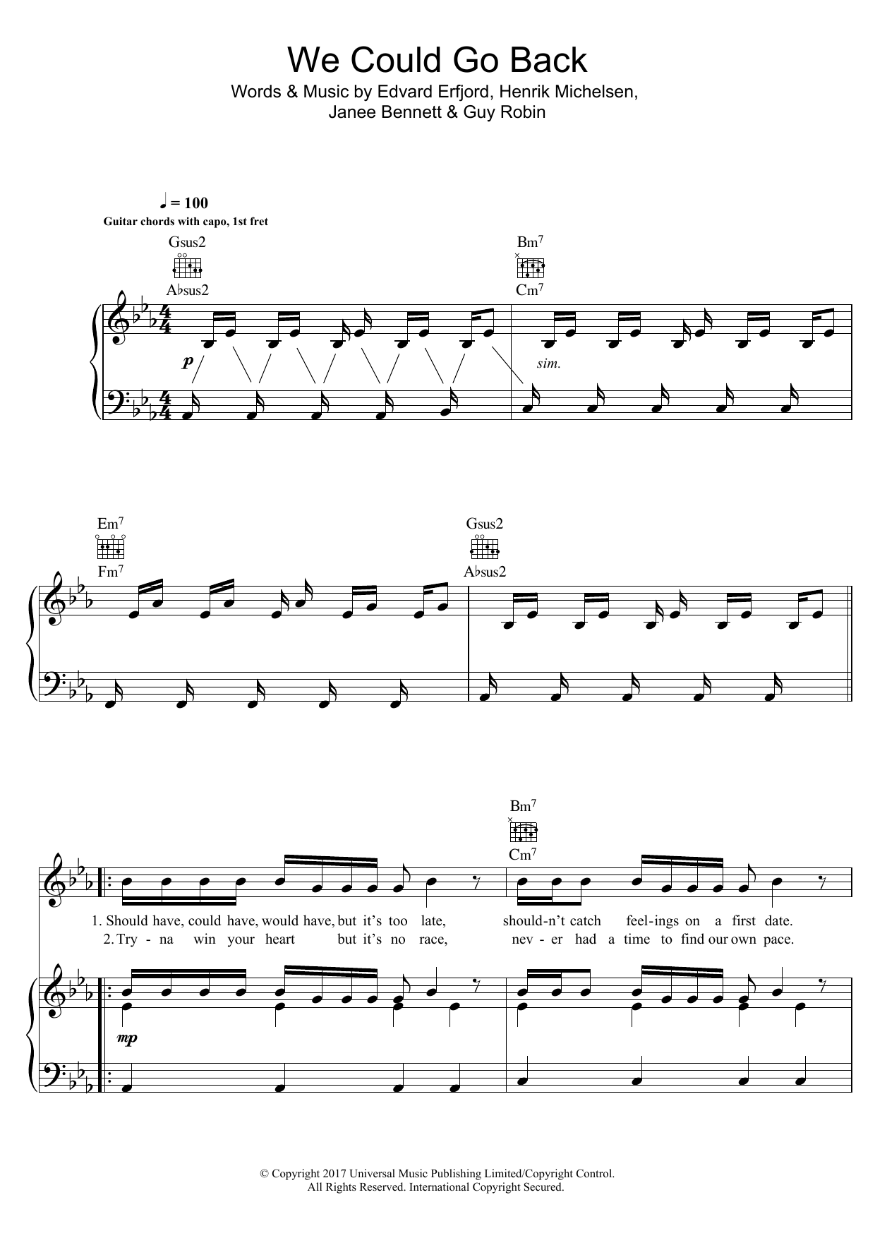 Jonas Blue We Could Go Back (featuring Moelogo) Sheet Music Notes & Chords for Piano, Vocal & Guitar (Right-Hand Melody) - Download or Print PDF