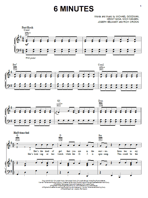 Jonas Brothers 6 Minutes Sheet Music Notes & Chords for Piano, Vocal & Guitar (Right-Hand Melody) - Download or Print PDF