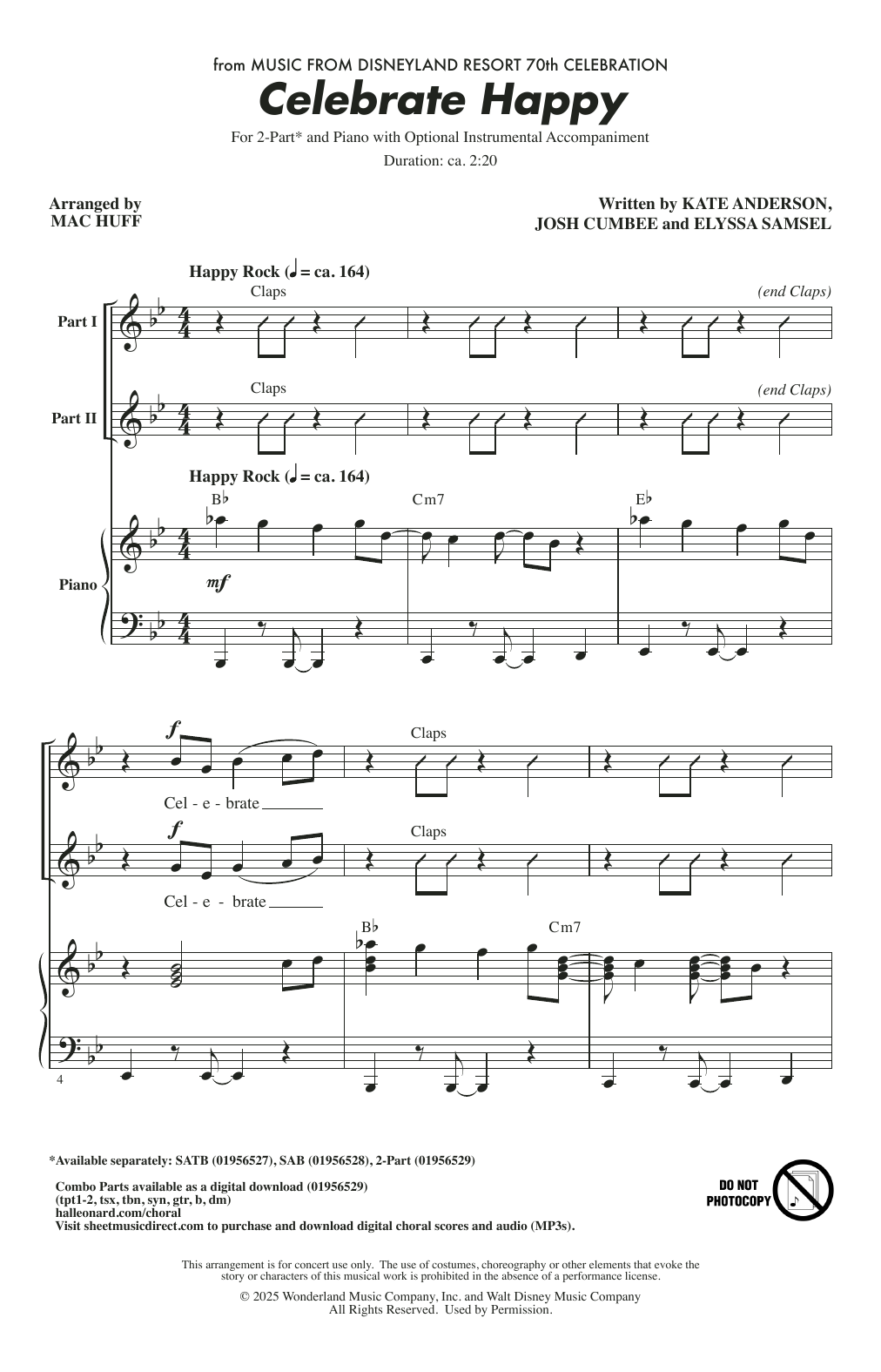 Jonas Brothers Celebrate Happy (arr. Mac Huff) Sheet Music Notes & Chords for SAB Choir - Download or Print PDF