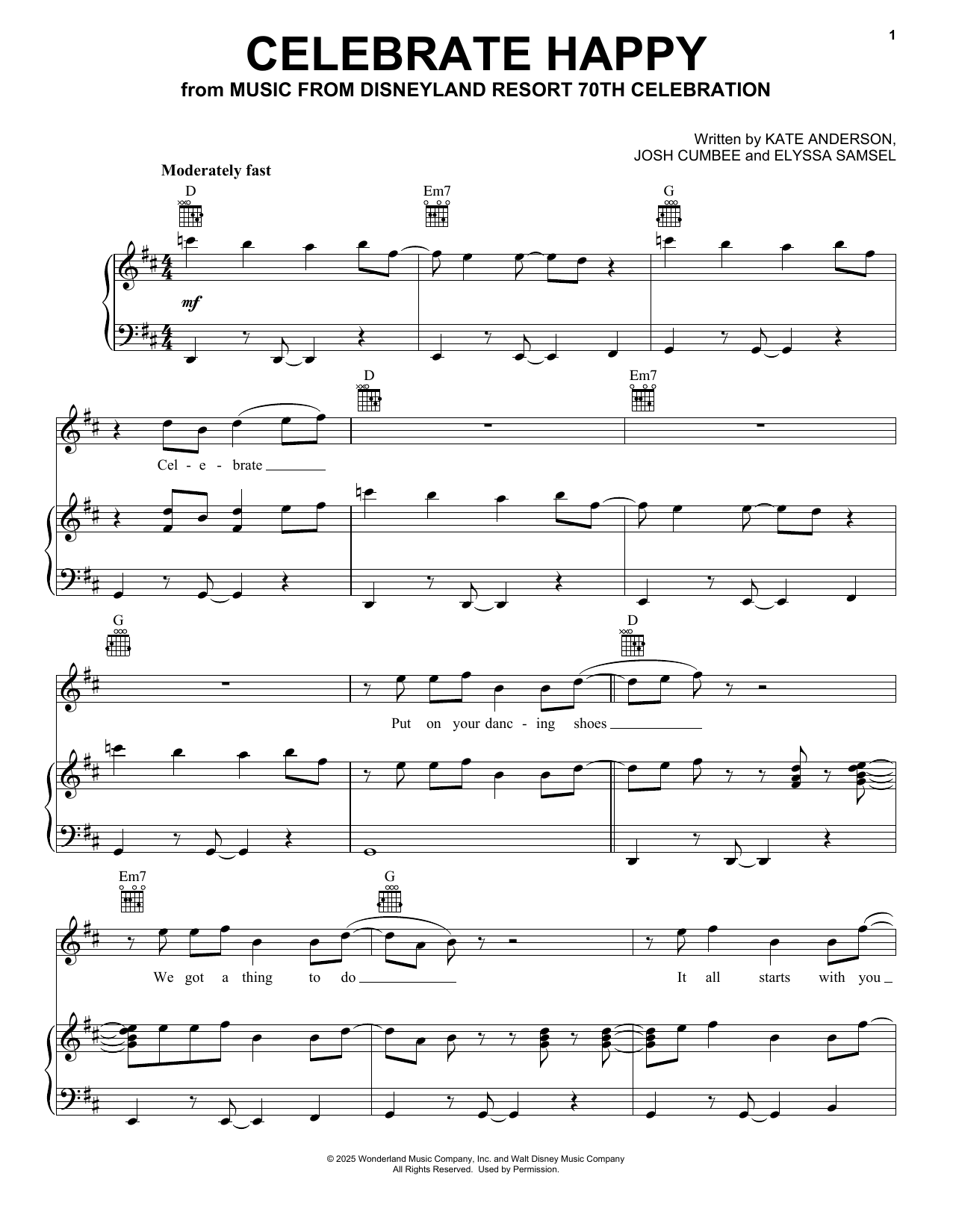Jonas Brothers Celebrate Happy Sheet Music Notes & Chords for Piano, Vocal & Guitar Chords (Right-Hand Melody) - Download or Print PDF