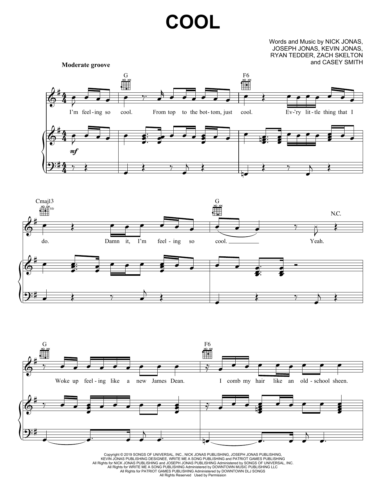Jonas Brothers Cool Sheet Music Notes & Chords for Guitar Chords/Lyrics - Download or Print PDF
