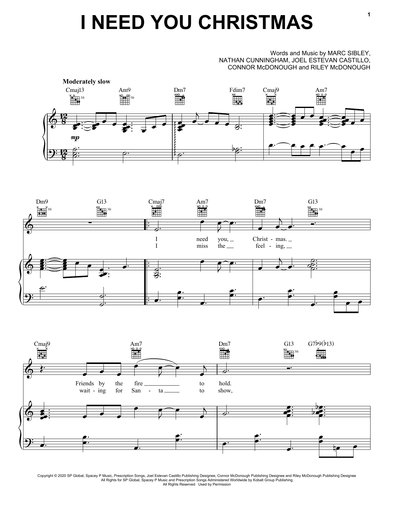 Jonas Brothers I Need You Christmas Sheet Music Notes & Chords for Piano, Vocal & Guitar (Right-Hand Melody) - Download or Print PDF