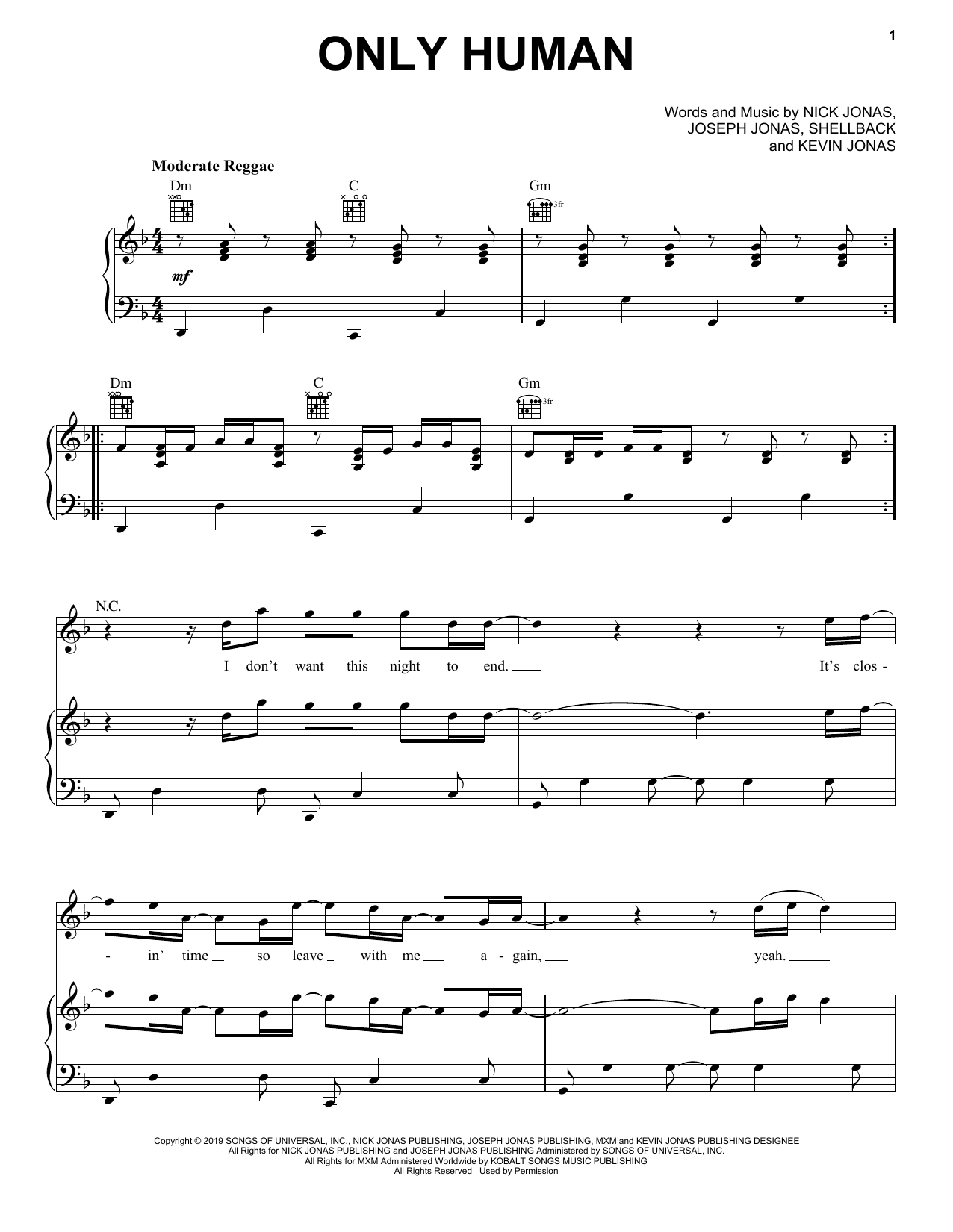 Jonas Brothers Only Human Sheet Music Notes & Chords for Easy Piano - Download or Print PDF