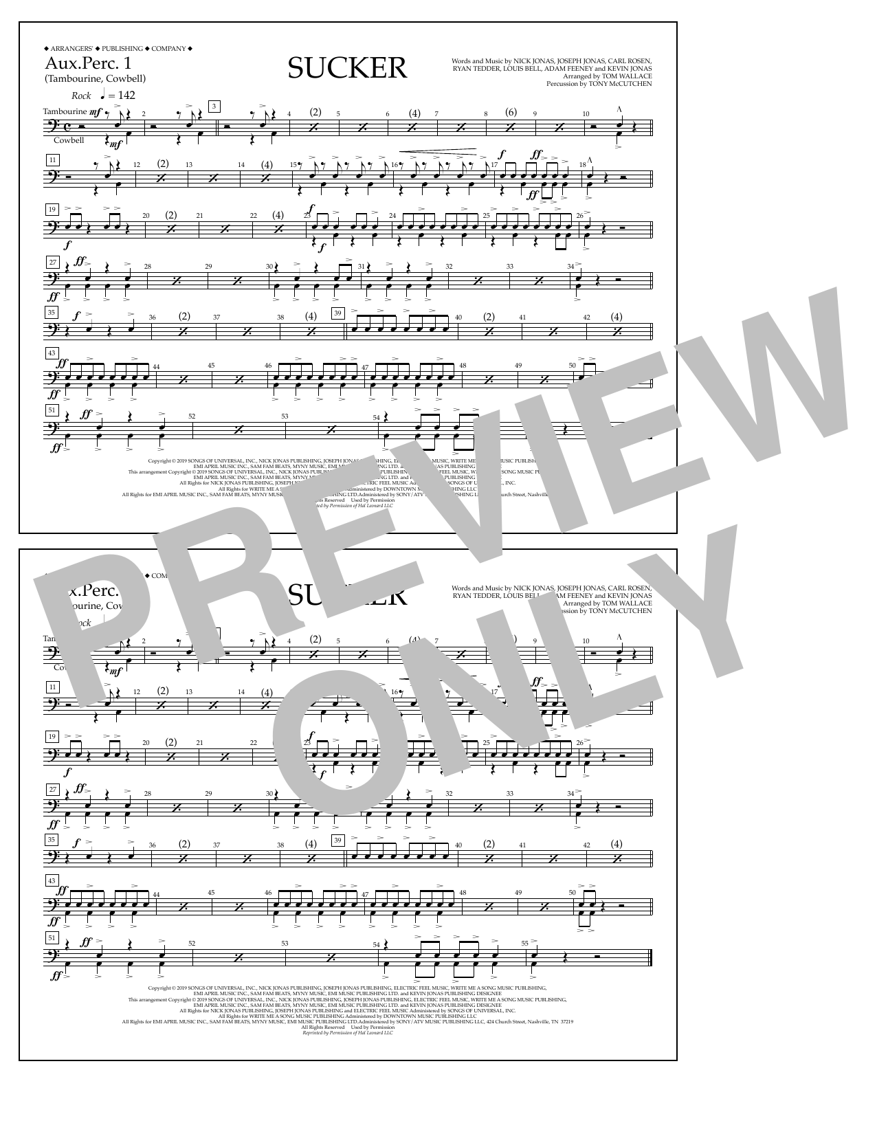 Jonas Brothers Sucker (arr. Tom Wallace) - Aux. Perc. 1 Sheet Music Notes & Chords for Marching Band - Download or Print PDF