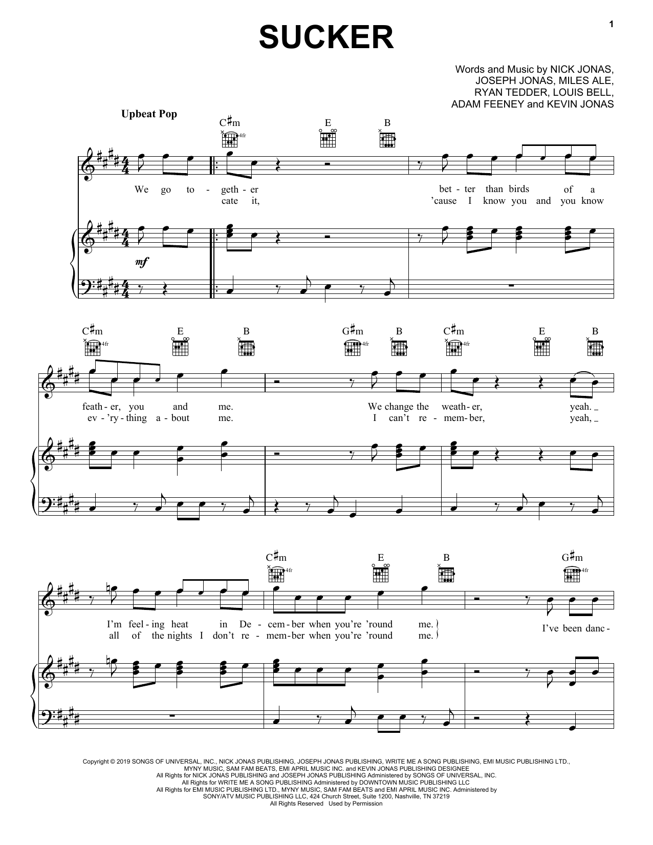 Jonas Brothers Sucker Sheet Music Notes & Chords for Alto Sax Solo - Download or Print PDF