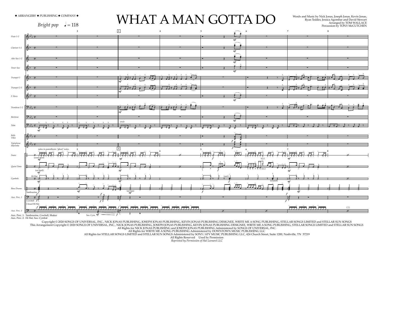 Jonas Brothers What a Man Gotta Do (arr. Tom Wallace) - Full Score Sheet Music Notes & Chords for Marching Band - Download or Print PDF