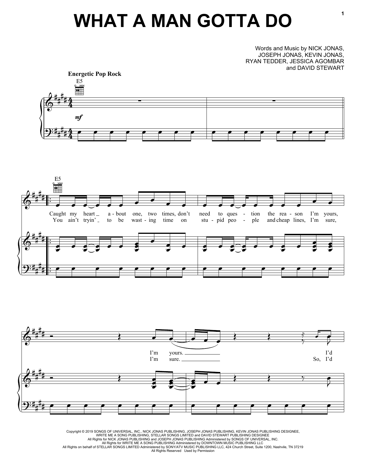 Jonas Brothers What A Man Gotta Do Sheet Music Notes & Chords for Piano, Vocal & Guitar (Right-Hand Melody) - Download or Print PDF
