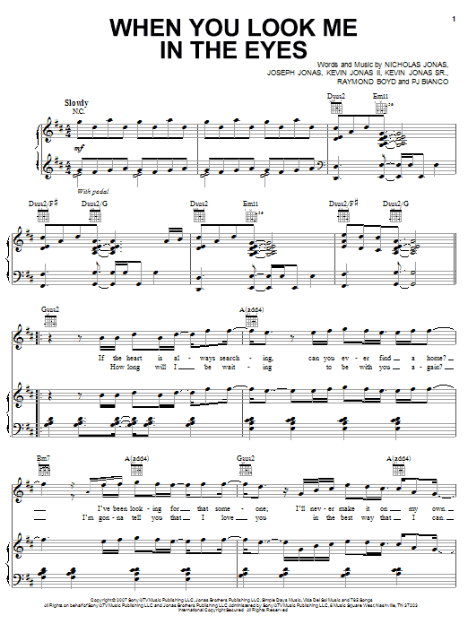 Jonas Brothers When You Look Me In The Eyes Sheet Music Notes & Chords for Easy Guitar Tab - Download or Print PDF