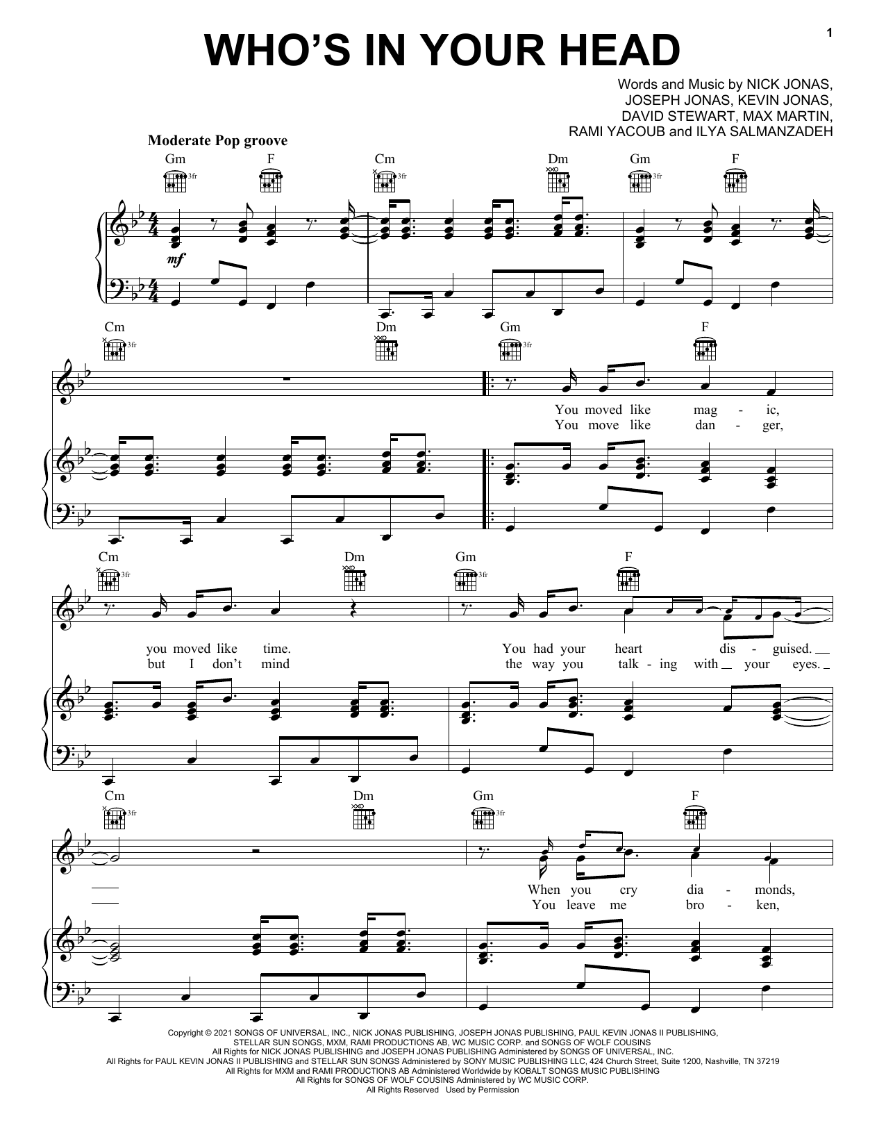 Jonas Brothers Who's In Your Head Sheet Music Notes & Chords for Piano, Vocal & Guitar (Right-Hand Melody) - Download or Print PDF