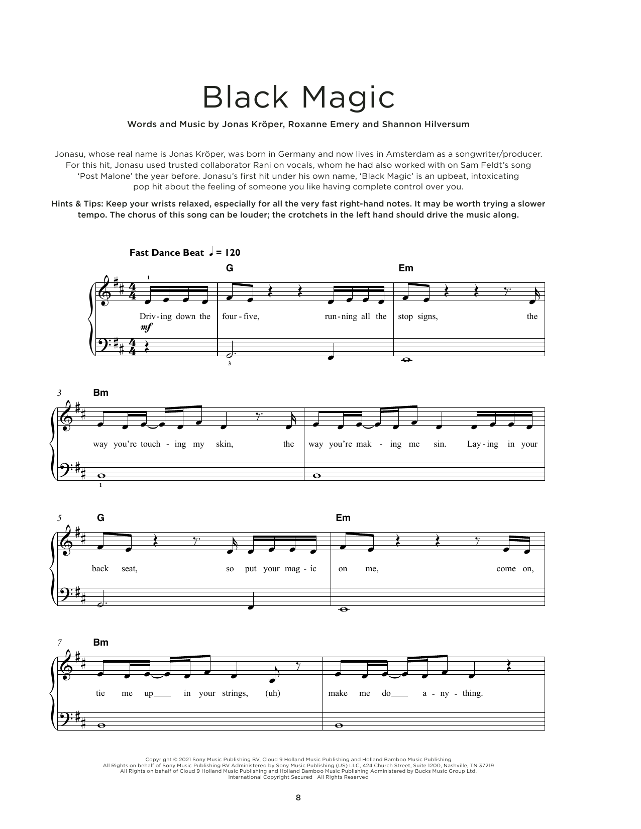 Jonasu Black Magic Sheet Music Notes & Chords for Really Easy Piano - Download or Print PDF