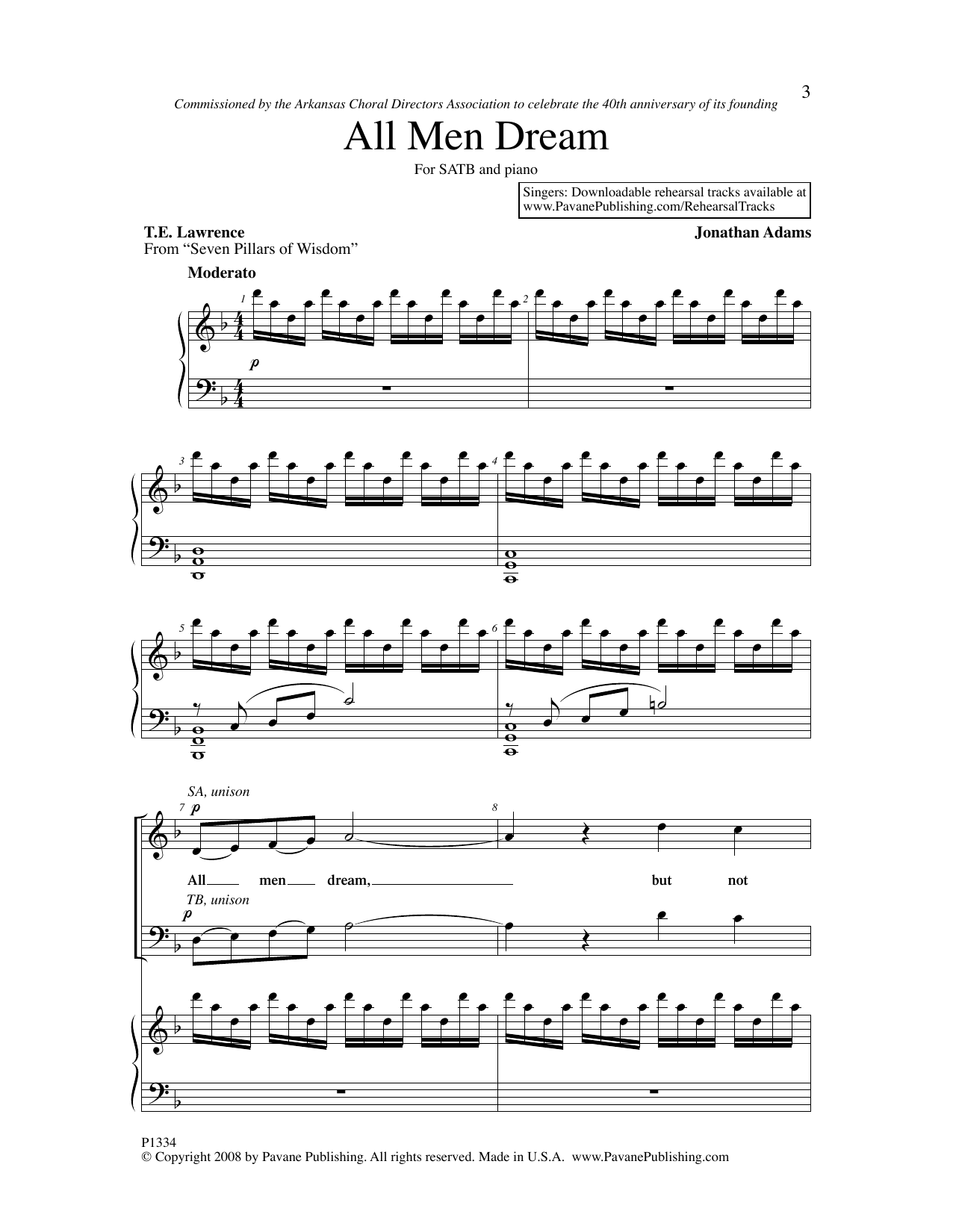 Jonathan Adams All Men Dream Sheet Music Notes & Chords for SATB Choir - Download or Print PDF