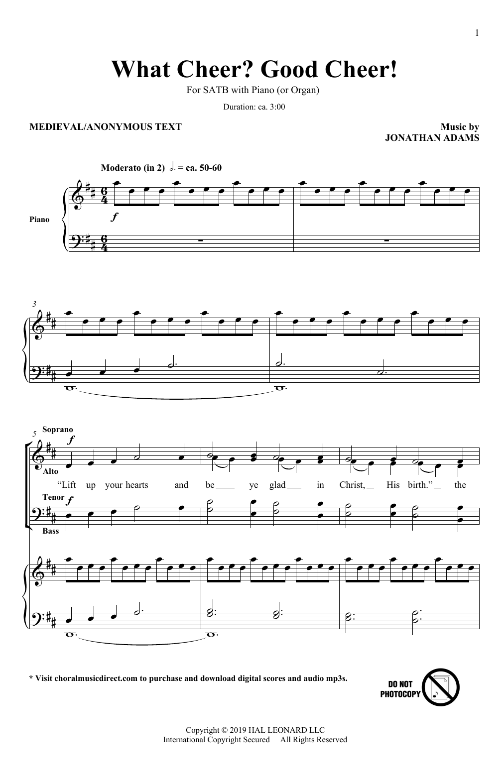 Jonathan Adams What Cheer? Good Cheer! Sheet Music Notes & Chords for SATB Choir - Download or Print PDF