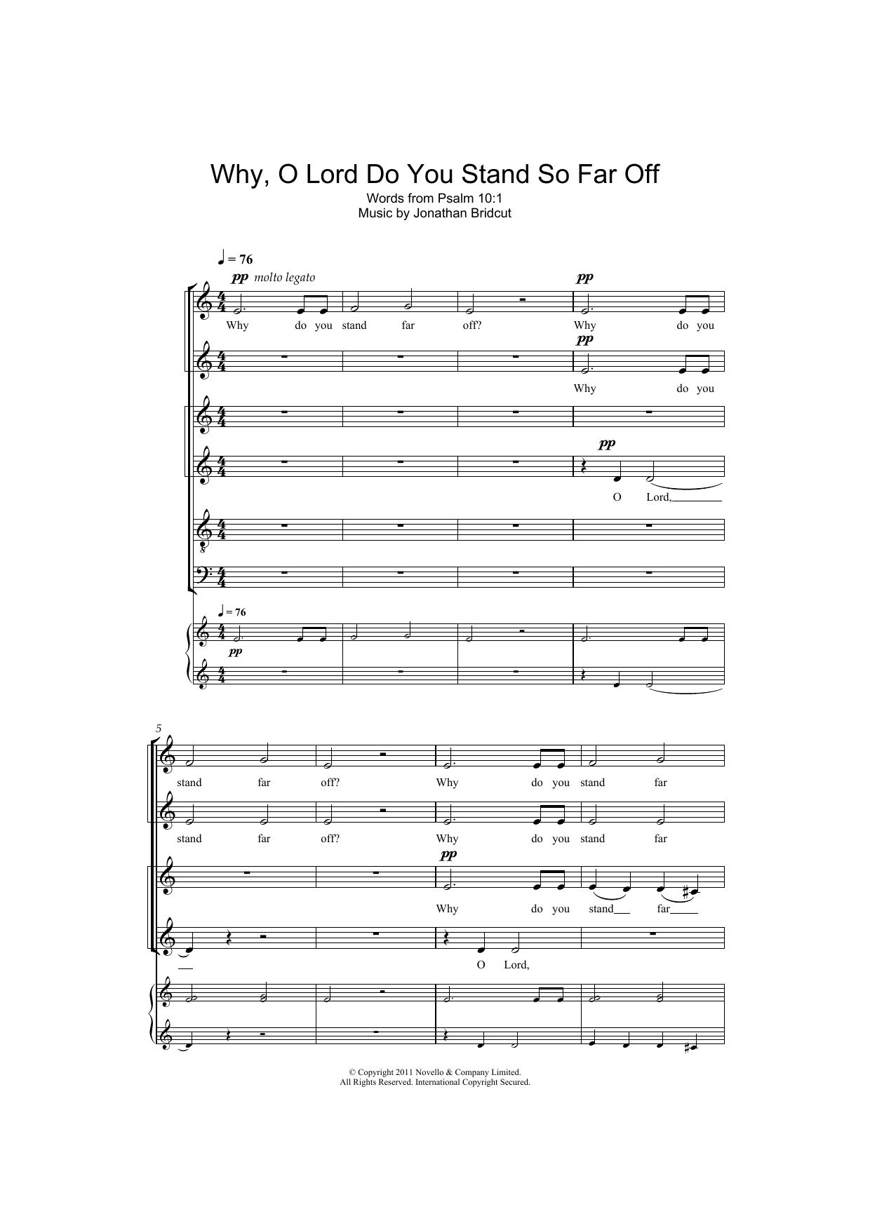 Jonathan Bridcut Why, O Lord Do You Stand So Far Off Sheet Music Notes & Chords for SATB Choir - Download or Print PDF