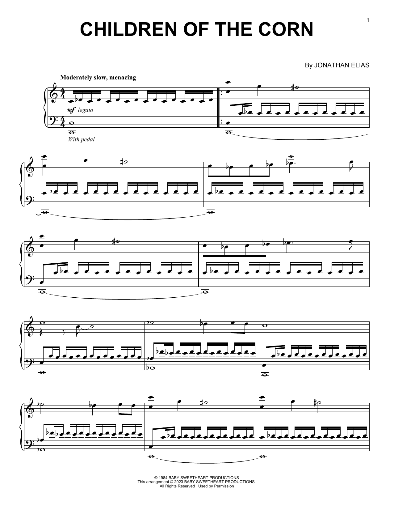 Jonathan Elias Children Of The Corn Sheet Music Notes & Chords for Piano Solo - Download or Print PDF