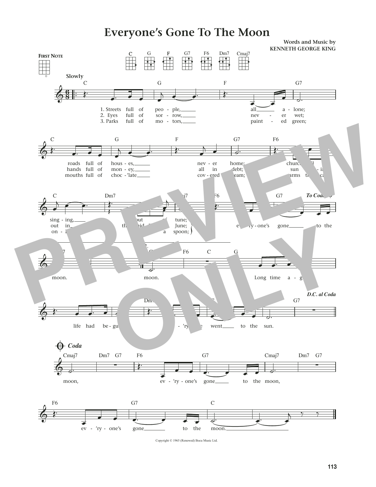 Jonathan King Everyone's Gone To The Moon (from The Daily Ukulele) (arr. Jim Beloff) Sheet Music Notes & Chords for Ukulele - Download or Print PDF