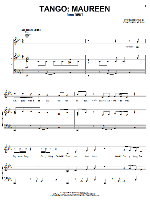 Jonathan Larson Tango: Maureen Sheet Music Notes & Chords for Easy Piano - Download or Print PDF