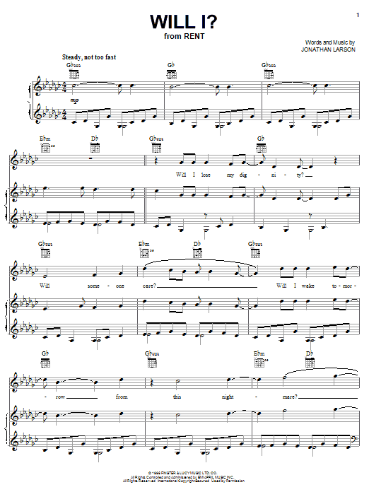 Jonathan Larson Will I? Sheet Music Notes & Chords for Easy Piano - Download or Print PDF