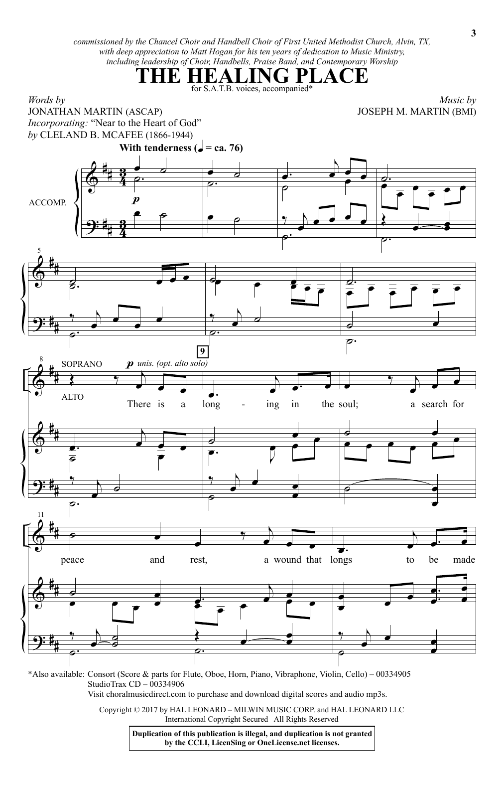 Jonathan Martin & Joseph M. Martin The Healing Place Sheet Music Notes & Chords for SATB Choir - Download or Print PDF