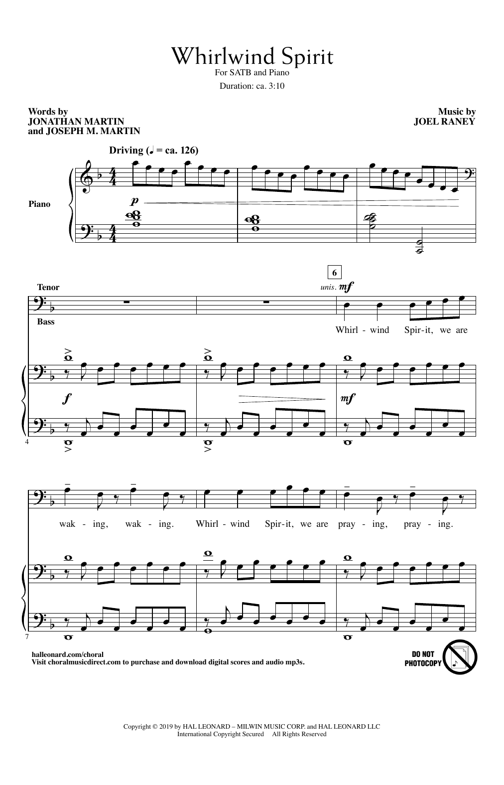 Jonathan Martin, Joseph M. Martin and Joel Raney Whirlwind Spirit Sheet Music Notes & Chords for SATB Choir - Download or Print PDF