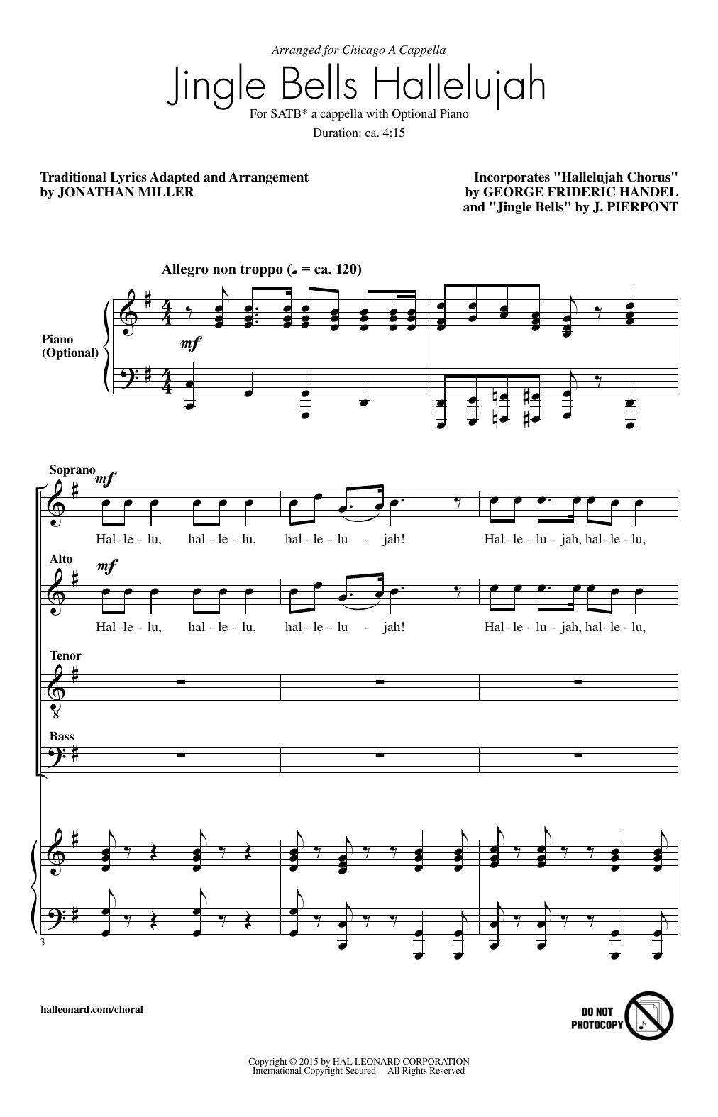 Jonathan Miller Jingle Bell Hallelujah Sheet Music Notes & Chords for SATB - Download or Print PDF