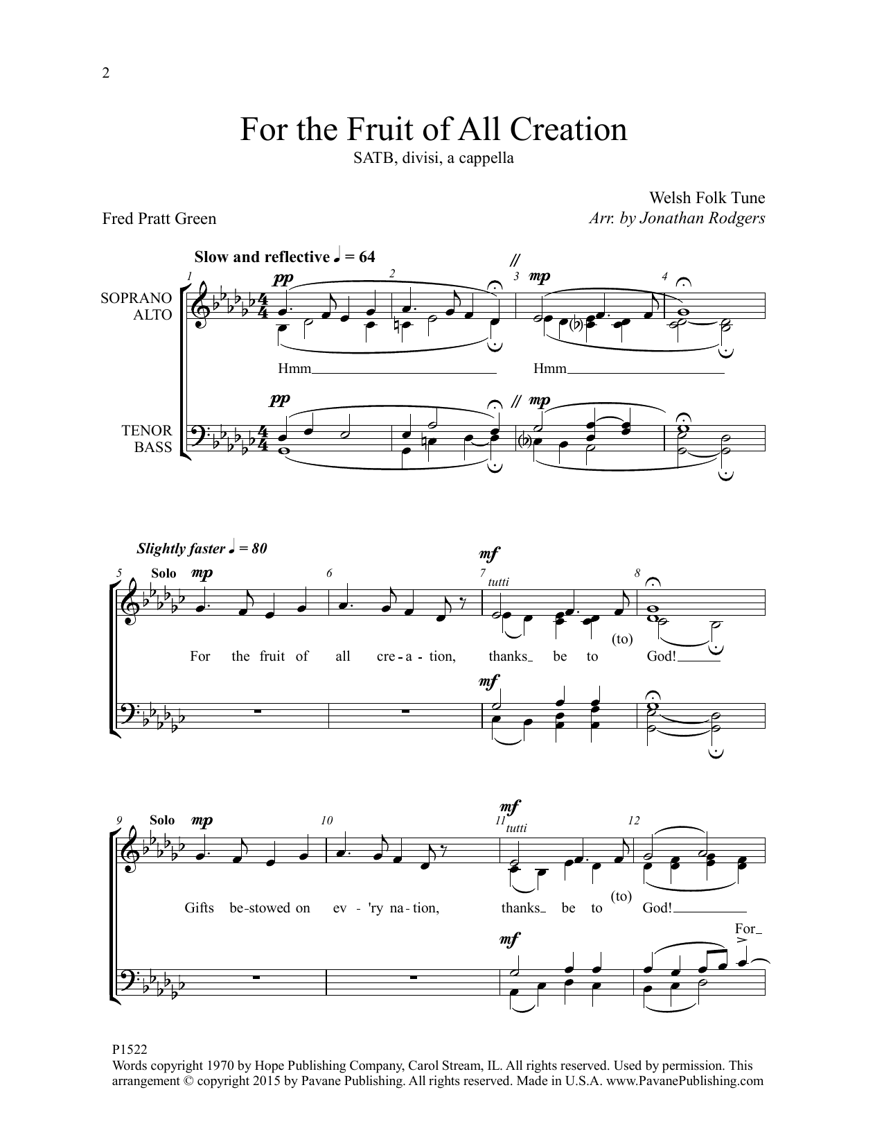 Jonathan Rodgers For the Fruit of All Creation Sheet Music Notes & Chords for Choral - Download or Print PDF