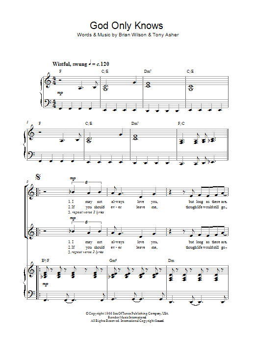 The Beach Boys God Only Knows (arr. Jonathan Wikeley) Sheet Music Notes & Chords for 2-Part Choir - Download or Print PDF