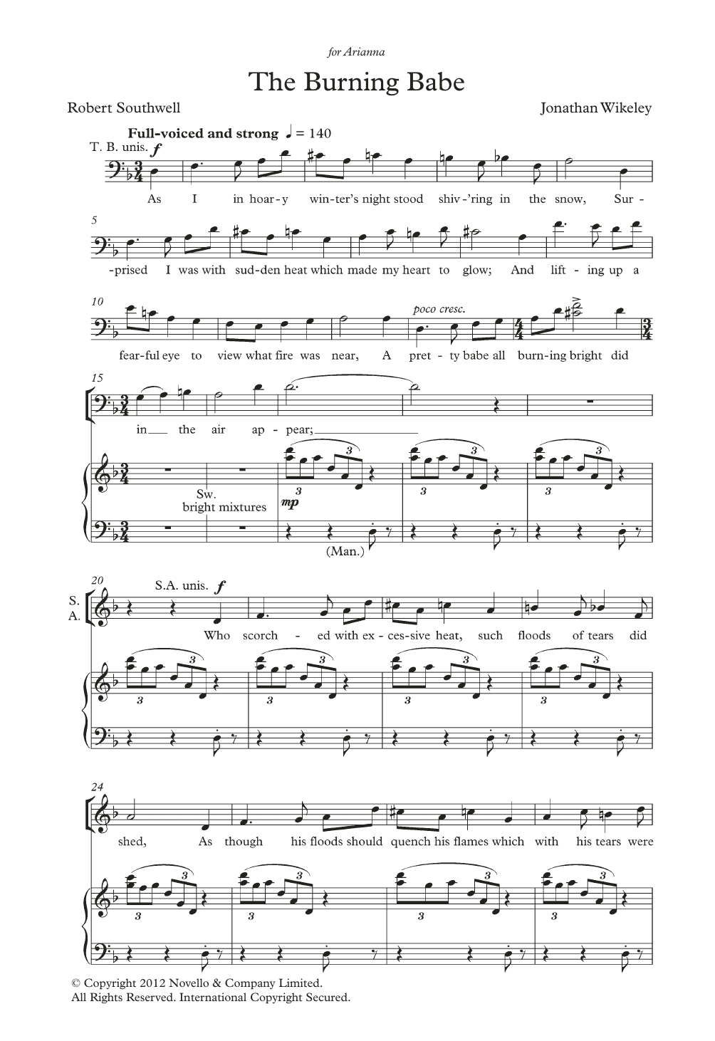 Jonathan Wikeley The Burning Babe Sheet Music Notes & Chords for SATB Choir - Download or Print PDF