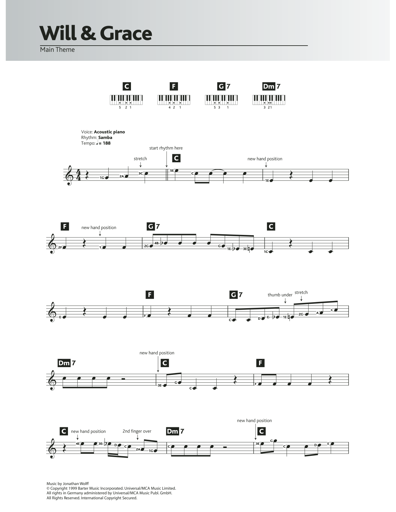 Jonathan Wolff Will And Grace Sheet Music Notes & Chords for Keyboard - Download or Print PDF