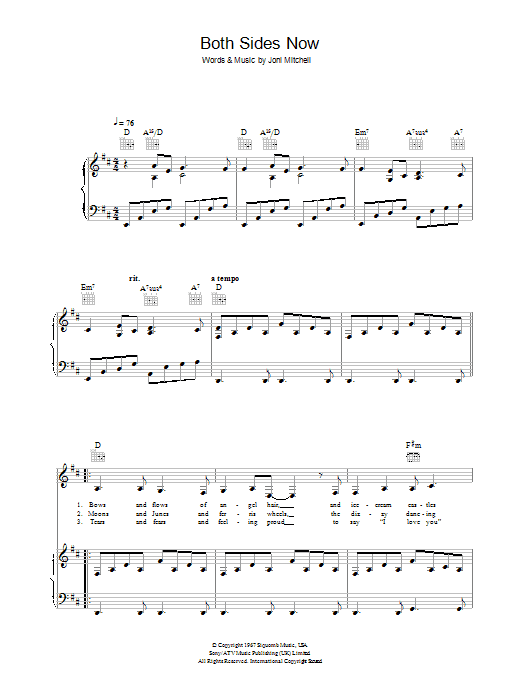 Judy Collins Both Sides Now Sheet Music Notes & Chords for Easy Piano - Download or Print PDF