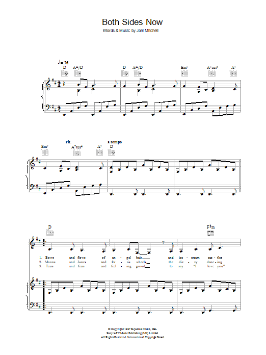 Joni Mitchell Both Sides Now Sheet Music Notes & Chords for Ukulele Lyrics & Chords - Download or Print PDF