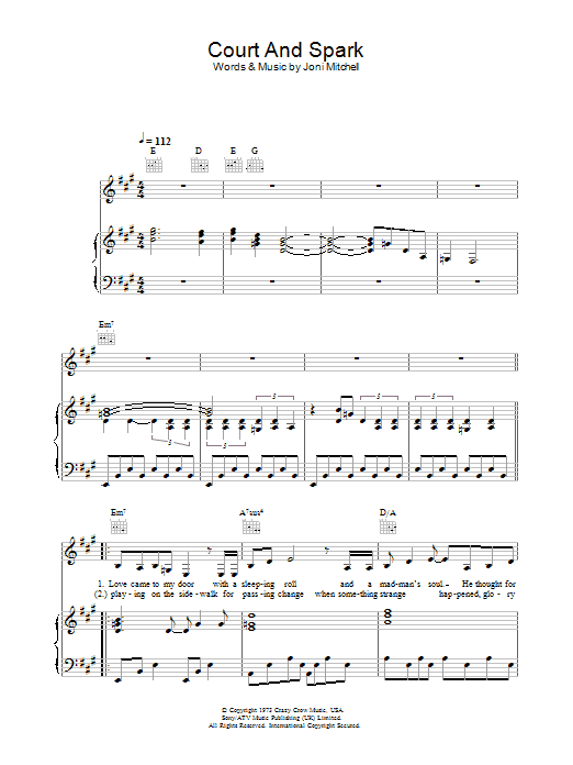 Joni Mitchell Court And Spark Sheet Music Notes & Chords for Piano, Vocal & Guitar - Download or Print PDF