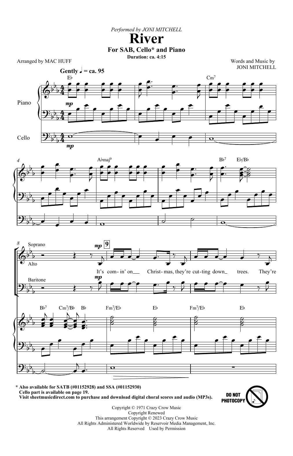 Joni Mitchell River (arr. Mac Huff) Sheet Music Notes & Chords for SSA Choir - Download or Print PDF