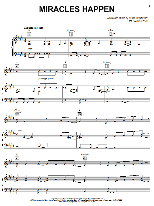 Jonny Blu Miracles Happen Sheet Music Notes & Chords for Piano, Vocal & Guitar (Right-Hand Melody) - Download or Print PDF