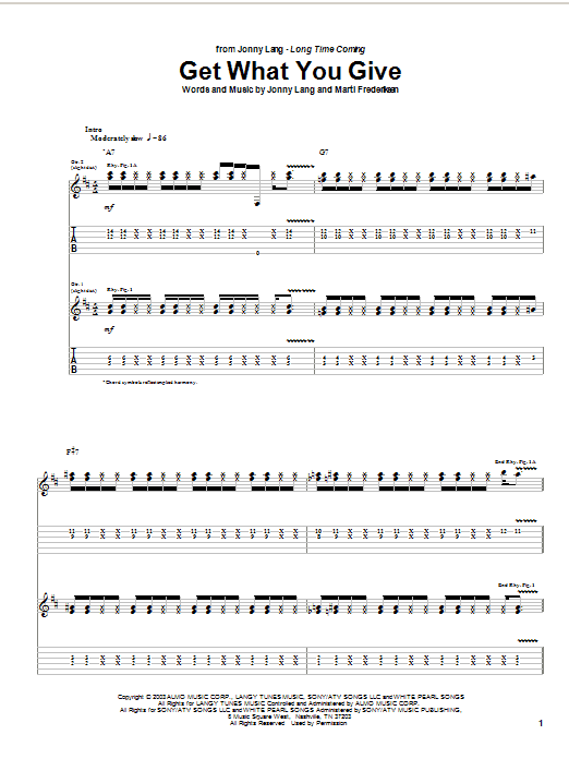 Jonny Lang Get What You Give Sheet Music Notes & Chords for Guitar Tab - Download or Print PDF