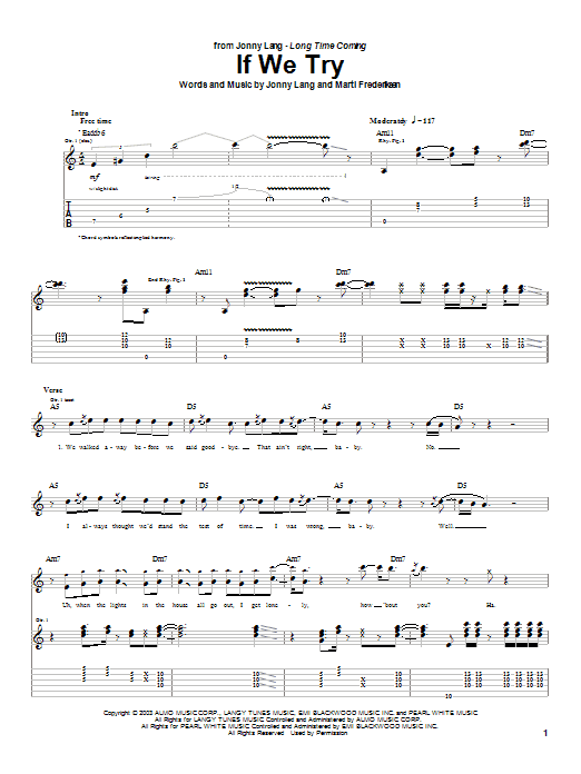 Jonny Lang If We Try Sheet Music Notes & Chords for Guitar Tab - Download or Print PDF