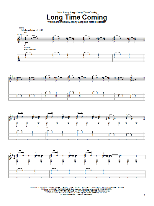 Jonny Lang Long Time Coming Sheet Music Notes & Chords for Guitar Tab - Download or Print PDF