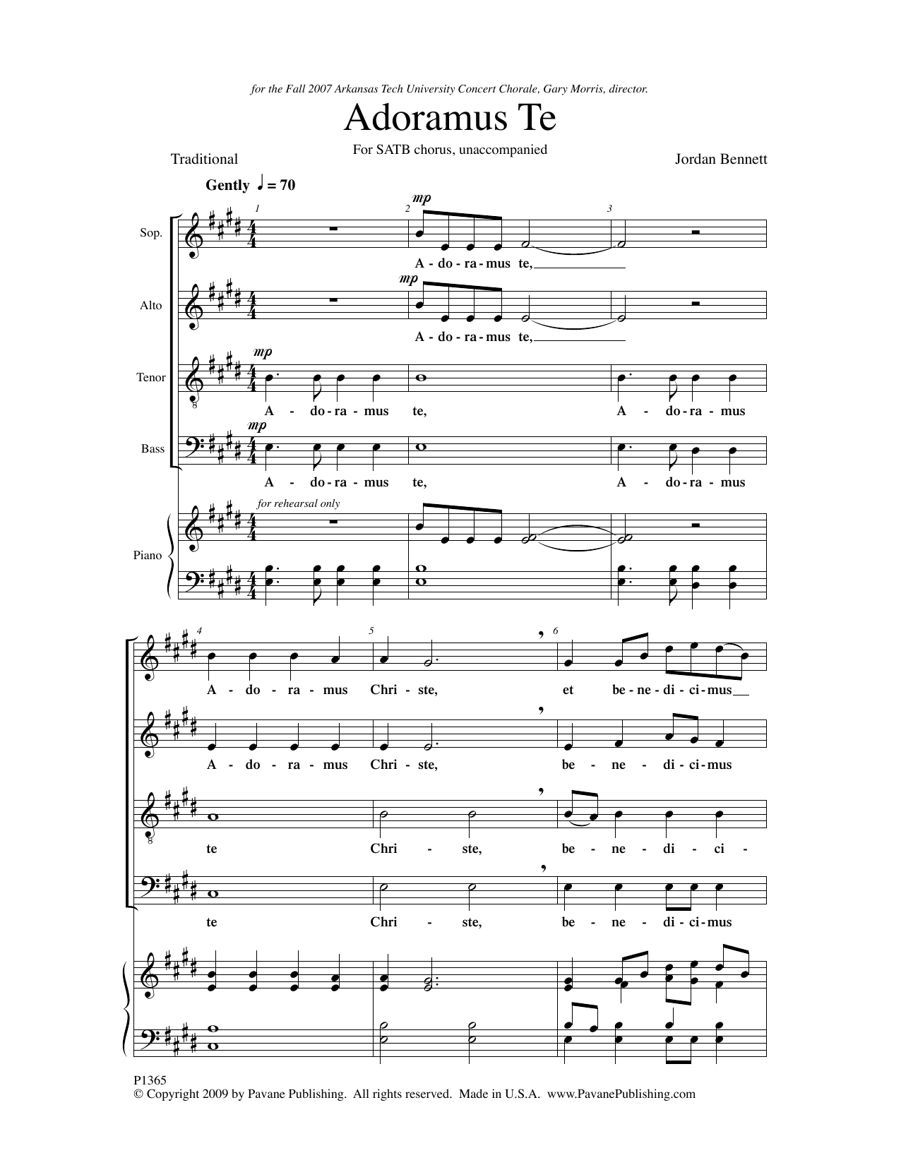 Jordan Bennett Adoramus Te Sheet Music Notes & Chords for SATB Choir - Download or Print PDF