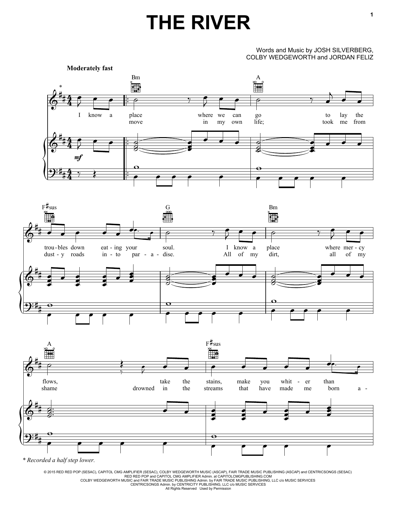 Jordan Feliz The River Sheet Music Notes & Chords for Piano, Vocal & Guitar (Right-Hand Melody) - Download or Print PDF