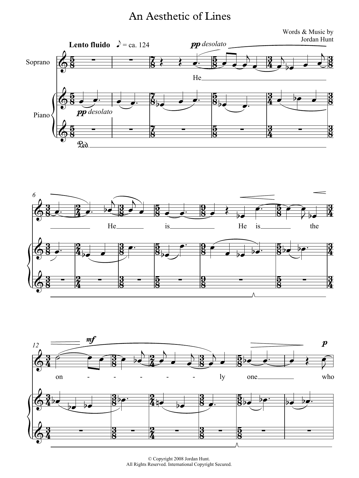 Jordan Hunt An Aesthetic of Lines (for soprano and piano) Sheet Music Notes & Chords for Piano & Vocal - Download or Print PDF