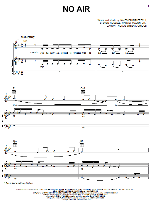 Jordin Sparks with Chris Brown No Air Sheet Music Notes & Chords for Easy Guitar Tab - Download or Print PDF