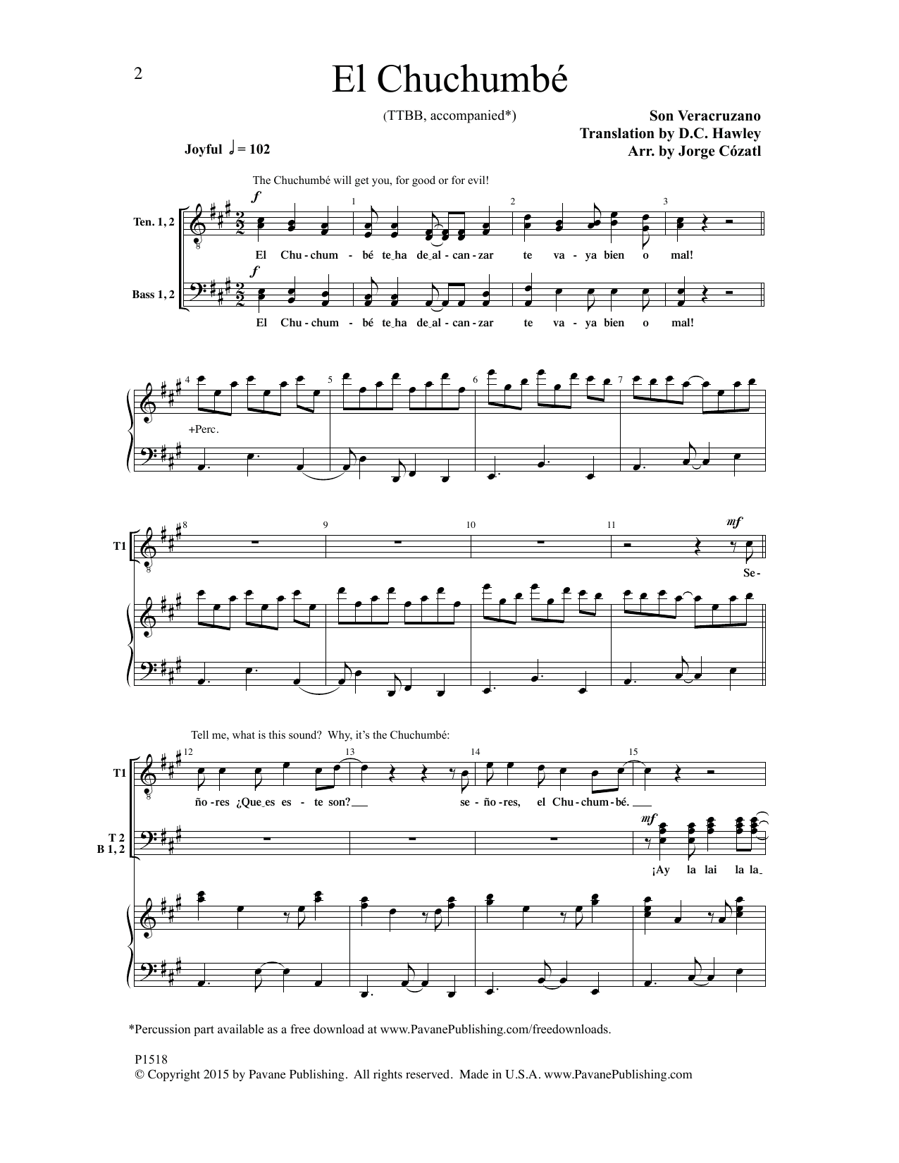 Jorge Cozatl El Chuchumbe Sheet Music Notes & Chords for Choral - Download or Print PDF