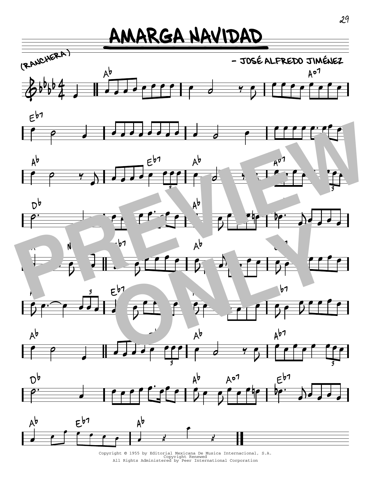 Jose Alfredo Jimenez Amarga Navidad Sheet Music Notes & Chords for Real Book – Melody & Chords - Download or Print PDF
