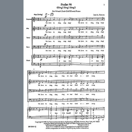 Jose Bowen, Psalm 98 (Sing! Sing! Sing!), SATB Choir