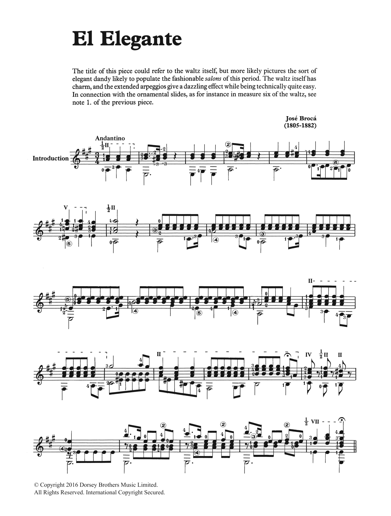 José Brocá El Elegante Sheet Music Notes & Chords for Guitar - Download or Print PDF
