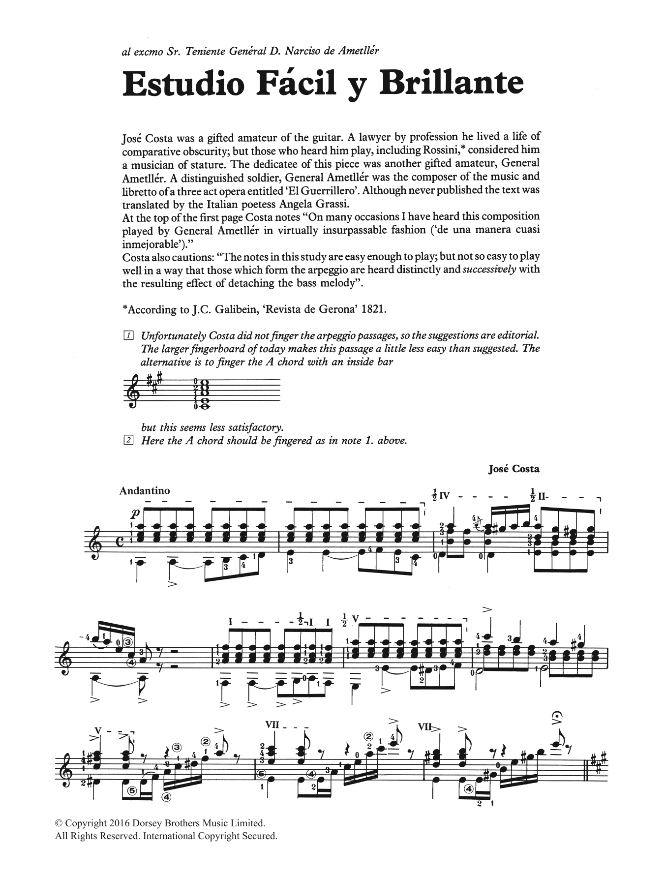 Jose Costa Estudio Facil Y Brillante Sheet Music Notes & Chords for Guitar - Download or Print PDF
