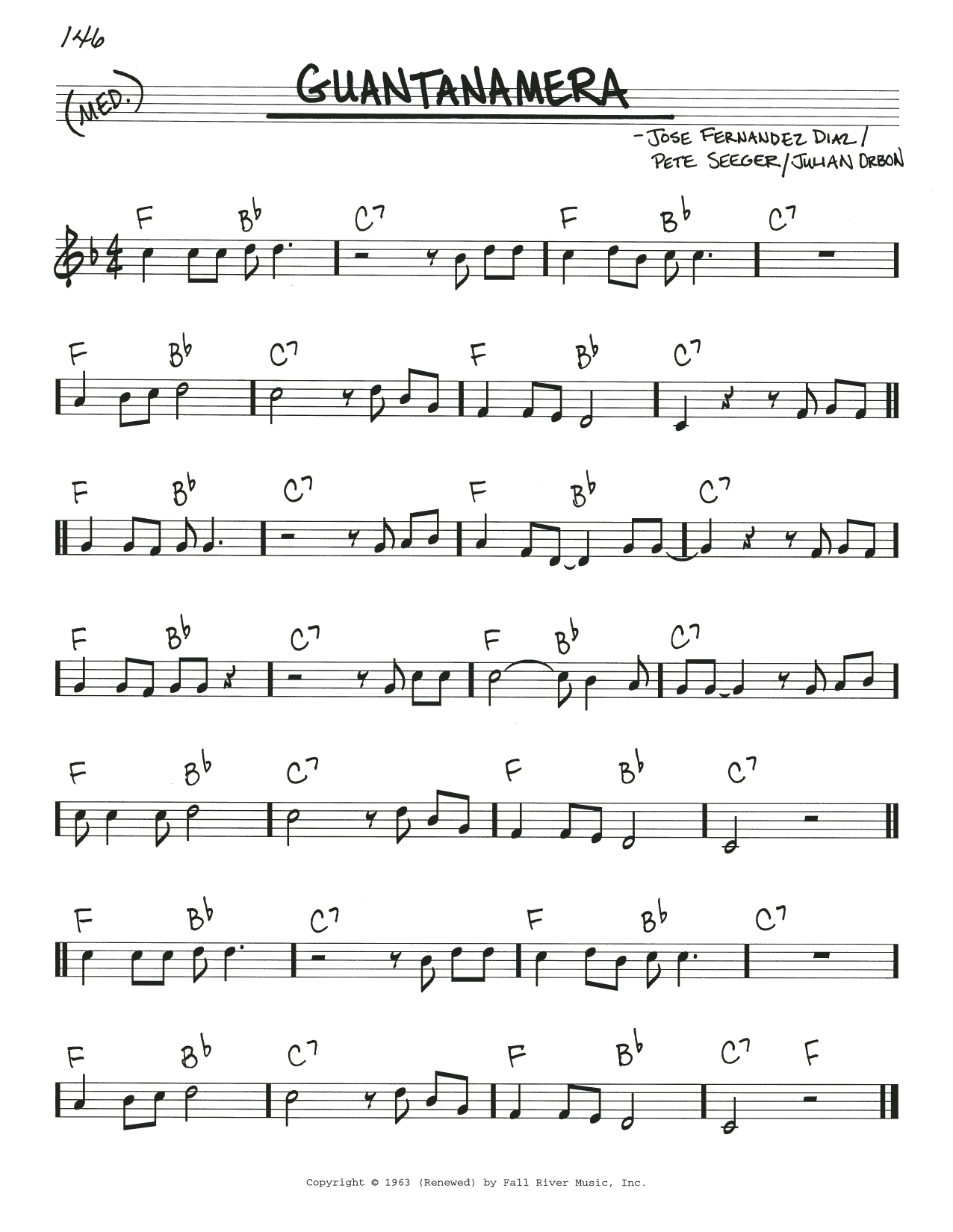 Jose Fernandez Diaz Guantanamera Sheet Music Notes & Chords for Real Book – Melody & Chords - Download or Print PDF