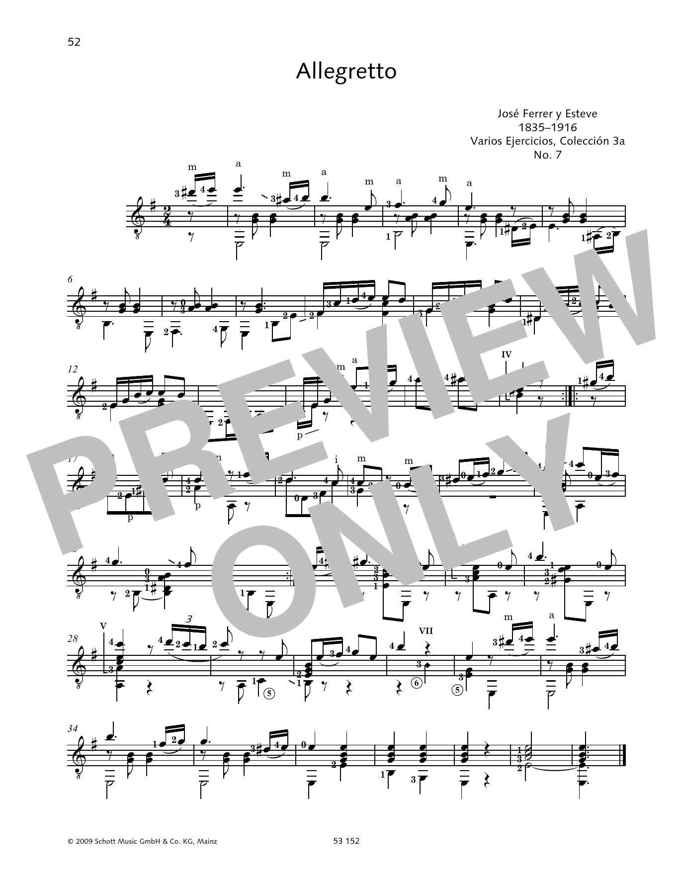 Jose Ferrer Allegretto Sheet Music Notes & Chords for Solo Guitar - Download or Print PDF
